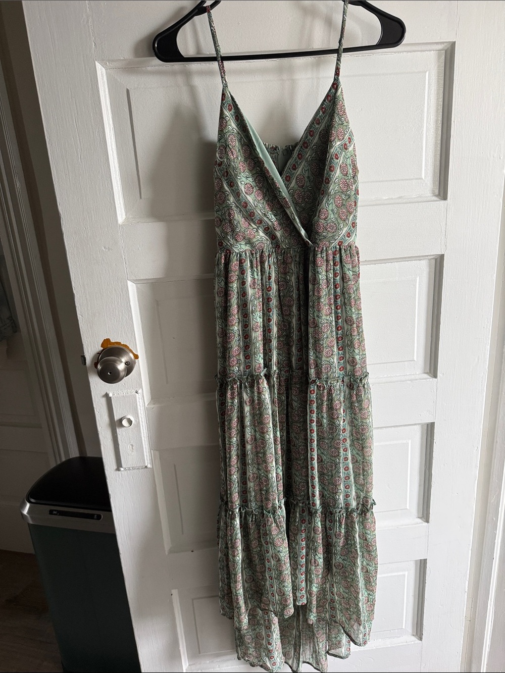 miami Mint Paisley Tiered Spaghetti-Strap Maxi Dress